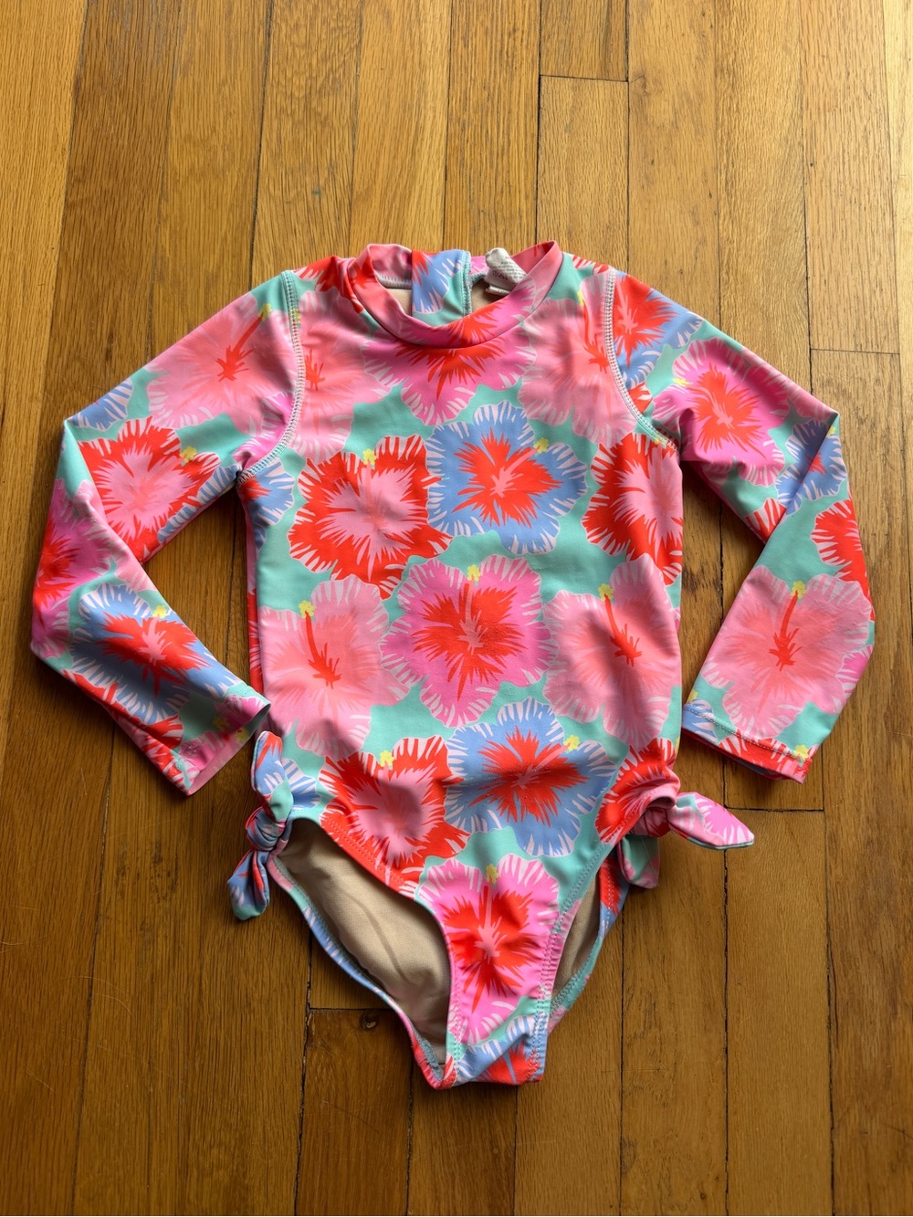 Shade critters blue and pink floral long sleeve swim suit
